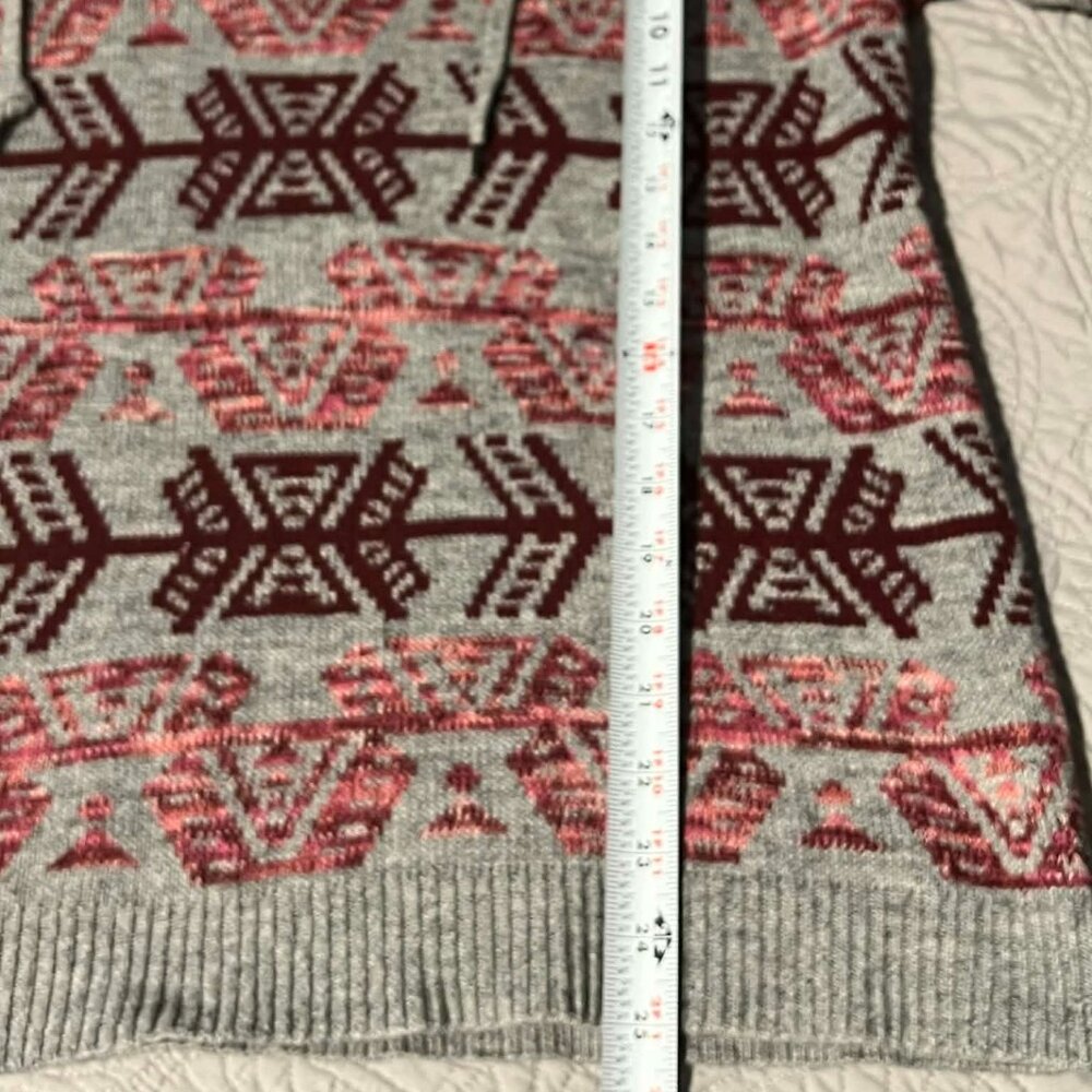 American Eagle Hooded Sweater Grey Cranberry Pink 100% Cotton Size S - Picture 4 of 14